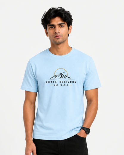Chase Horizons Round Neck T-Shirt for Men & Women | Premium Unisex Stretch Cotton Tee