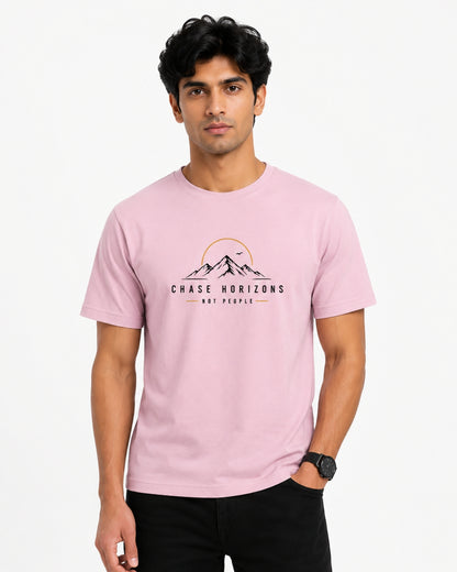 Chase Horizons Round Neck T-Shirt for Men & Women | Premium Unisex Stretch Cotton Tee