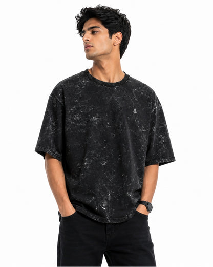 Premium Acid Wash Oversized Black  T-Shirt | 240 GSM Cotton Tee