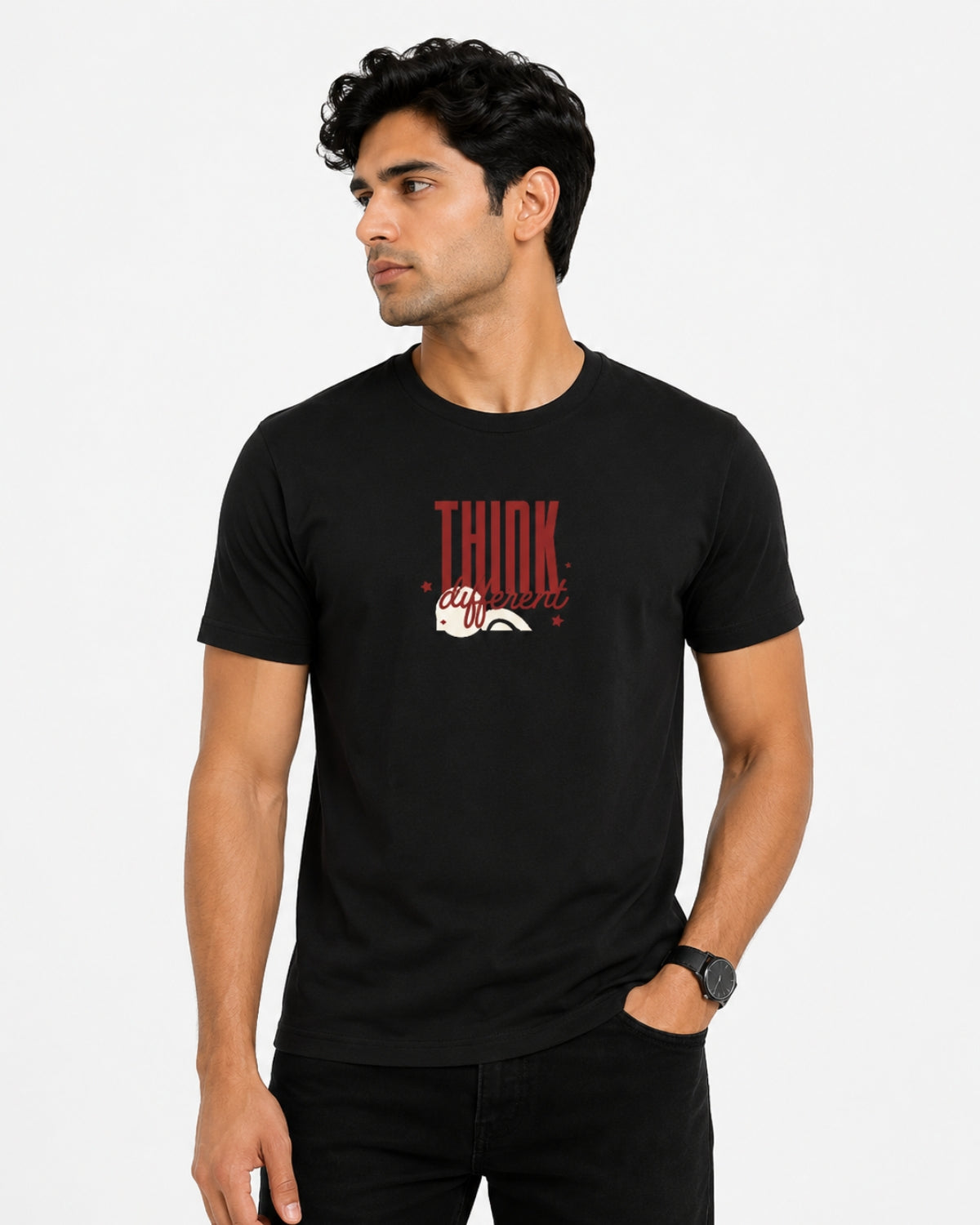 Think Different Unisex Round Neck Graphic T-Shirt | Premium Cotton Blend