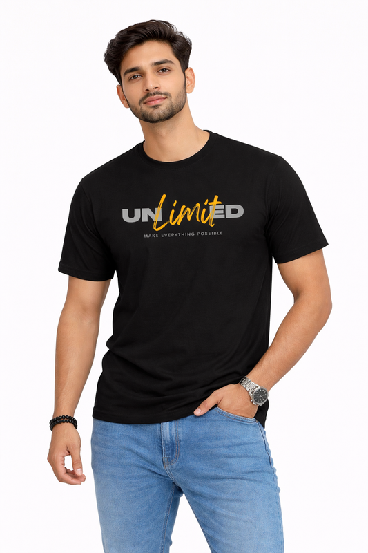 Unlimited Graphic T-Shirt – Motivational Black Unisex Cotton Tee