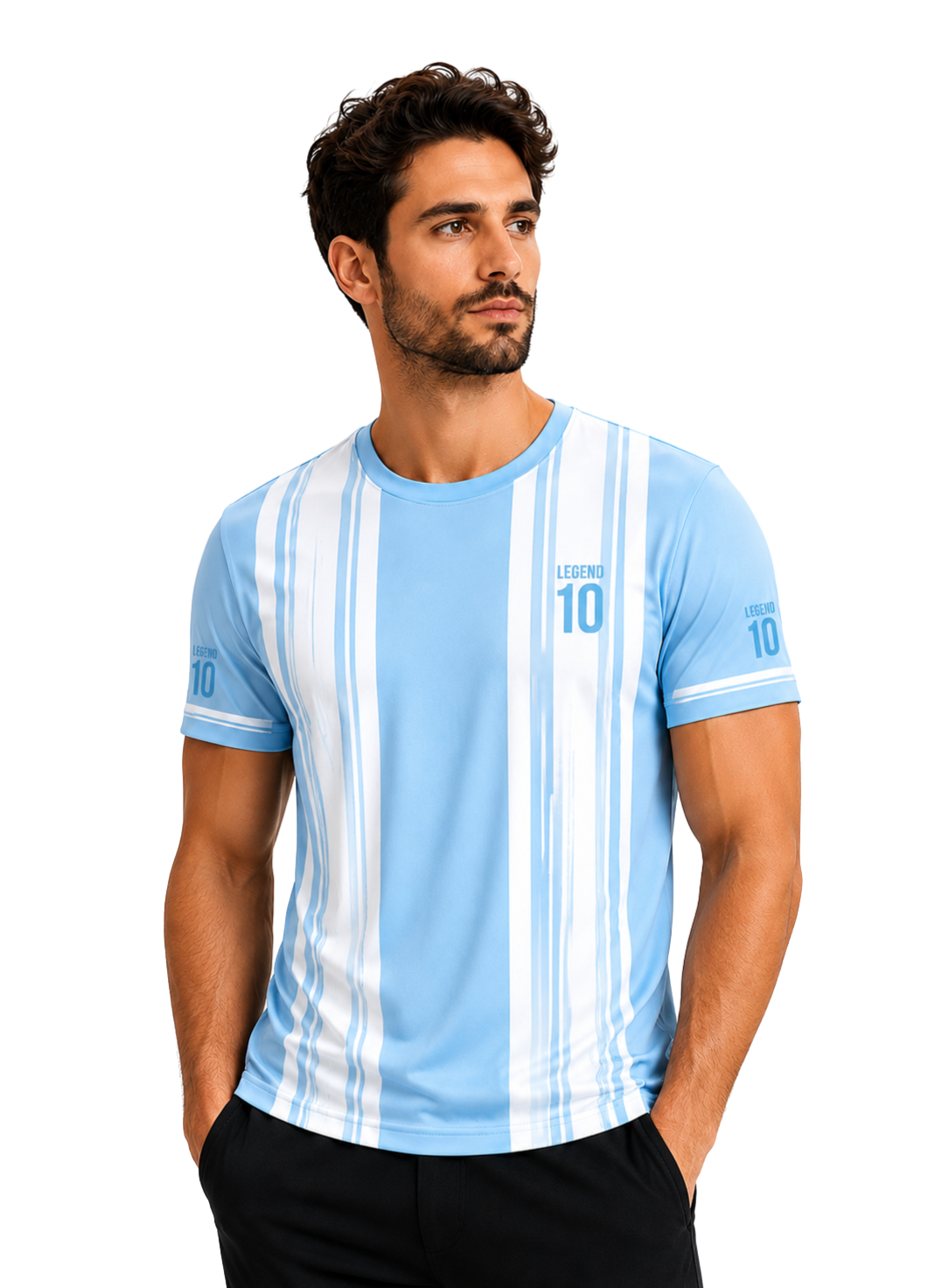 Legend 10 Sports T-Shirt – Sky Blue Performance Jersey | Unisex Dri-FIT Activewear