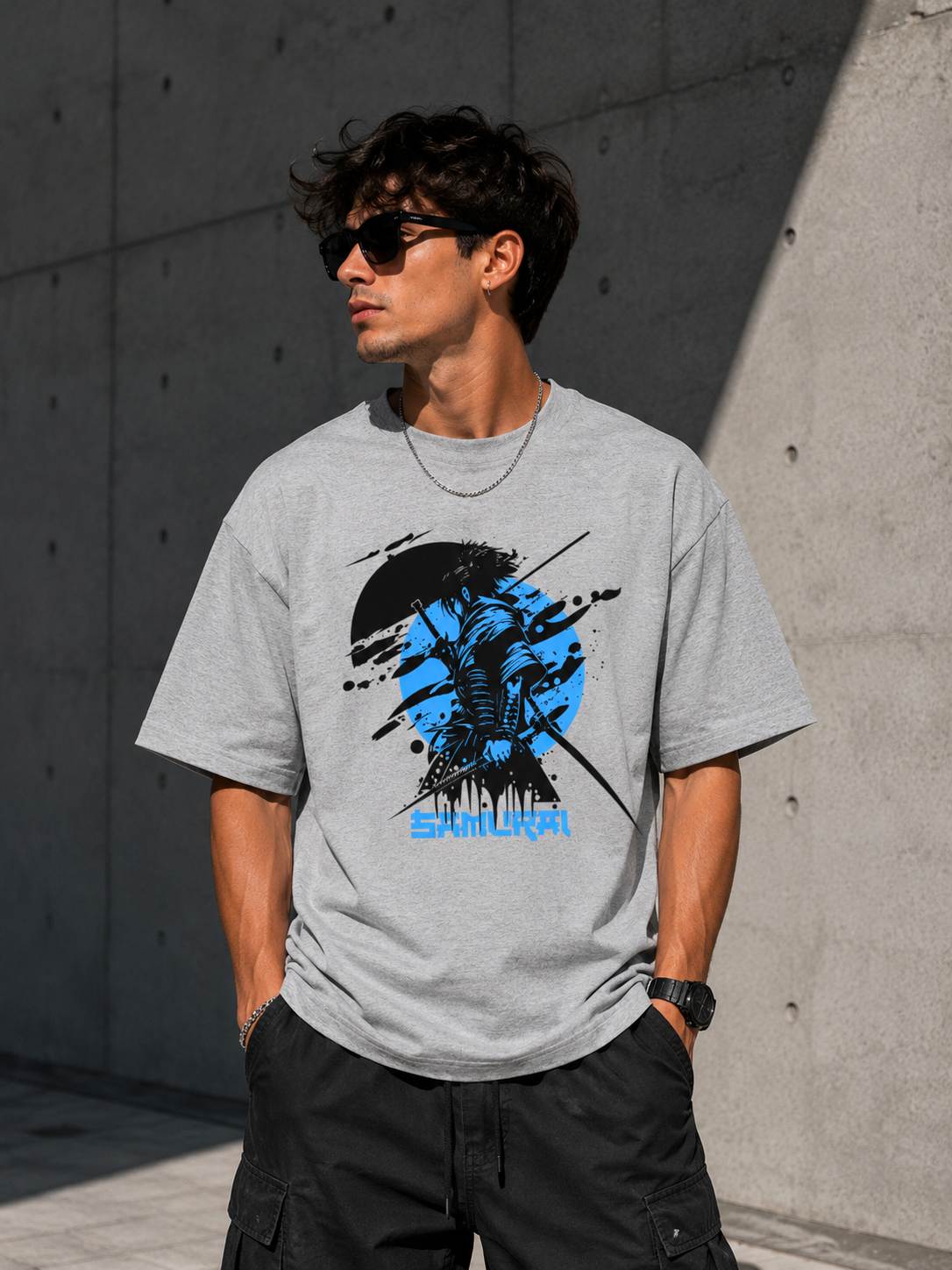 Samurai Anime Oversized T-Shirt for Men  |  Streetwear Tee
