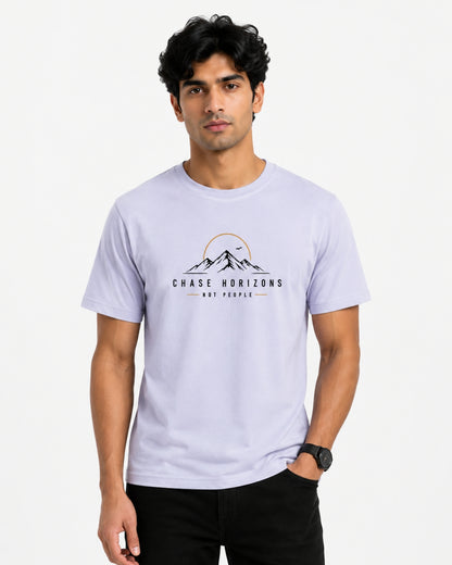 Chase Horizons Round Neck T-Shirt for Men & Women | Premium Unisex Stretch Cotton Tee
