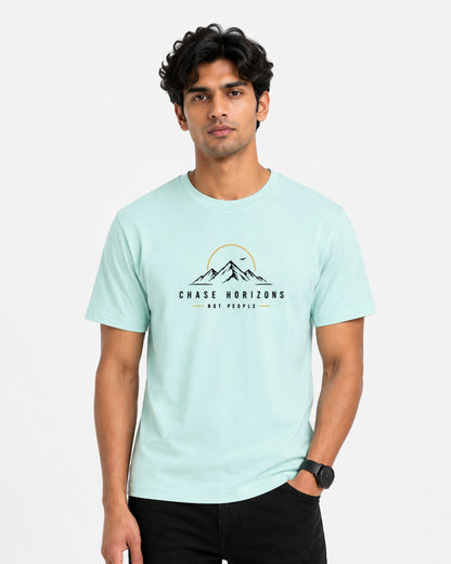 Chase Horizons Round Neck T-Shirt for Men & Women | Premium Unisex Stretch Cotton Tee