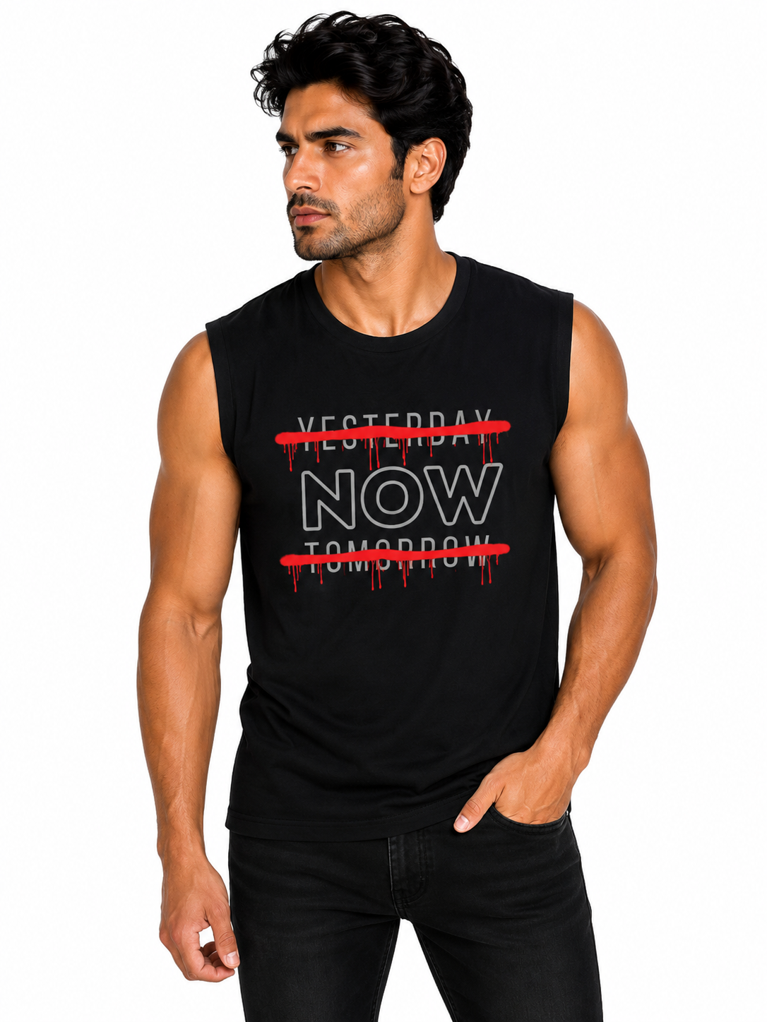 Men's Sleeveless Workout T-Shirt - Yesterday Now Tomorrow