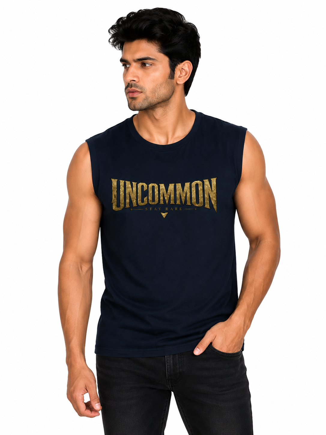 Uncommon Stay Rare Men's Sleeveless T-Shirt | Cotton Gym Tee