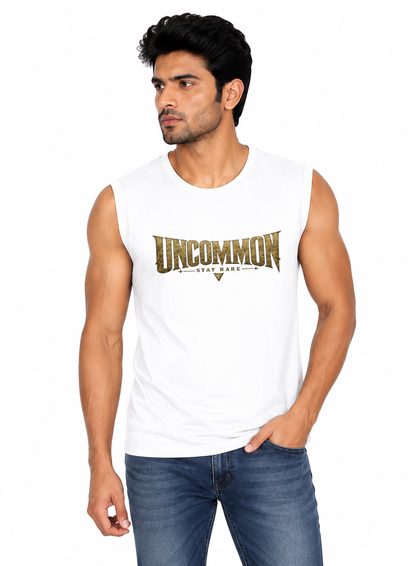 Uncommon Stay Rare Men's Sleeveless T-Shirt | Cotton Gym Tee