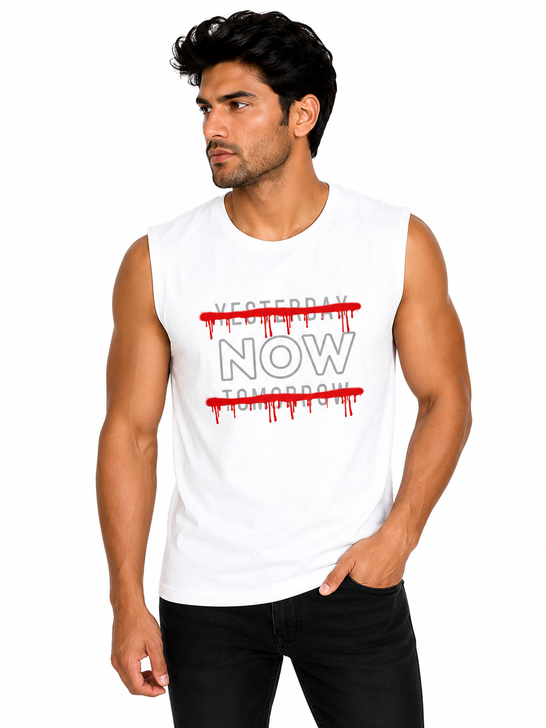 Men's Sleeveless Workout T-Shirt - Yesterday Now Tomorrow